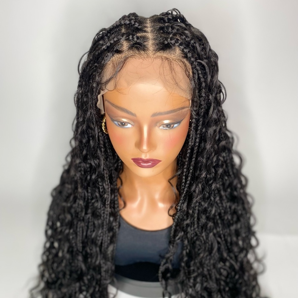1. KEHLANI | 28” BLACK BOHO BRAIDED FULL LACE WIG - Picture 2 of 9